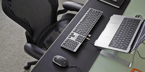 Wired USB Full-Size Keyboard Macally QWERTY Black Grey Scissor Switch
