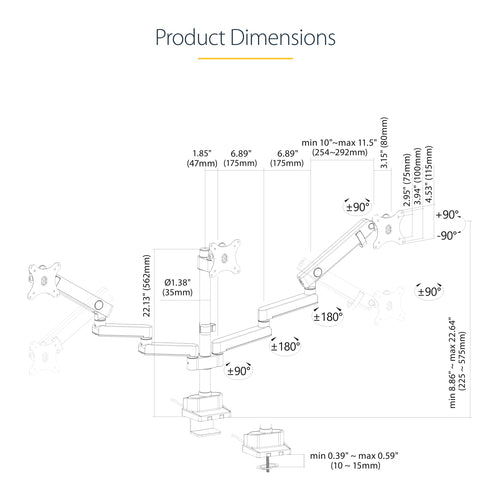 StarTech.com 3MP2AG-MONITOR-ARM monitor mount / stand