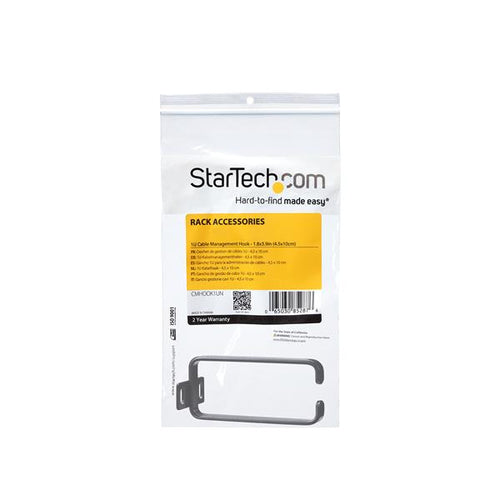 StarTech.com CMHOOK1UN 1U Vertikaler Server-Rack-Kabelmanagement-D-Ringhaken – Robuster Stahl, Schwarz