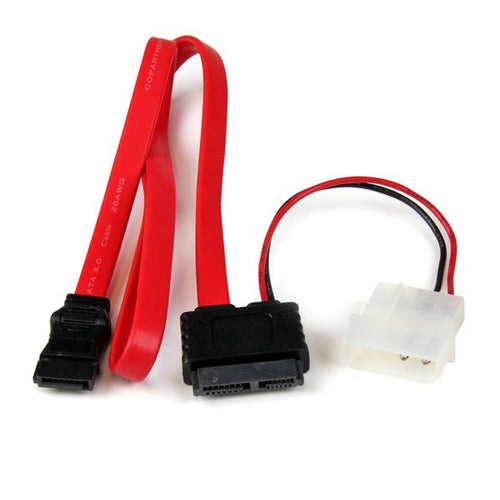 SATA Cable 20in Slimline to SATA III Adapter with LP4 Power Connector