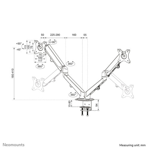 Neomounts DS70-700BL2 monitor mount / stand