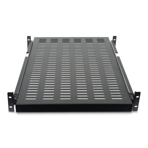 2HE Gleitende Serverschublade Rackmount Regal Einstellbare 20-30 Zoll Tiefe Belüftet 50lb Stahl Schwarz