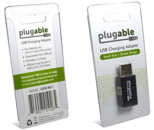 USB-Datenblocker-Adapter Plugable Technologies Nur-Laden 1A USB Typ-A USB 3.2 Gen 1