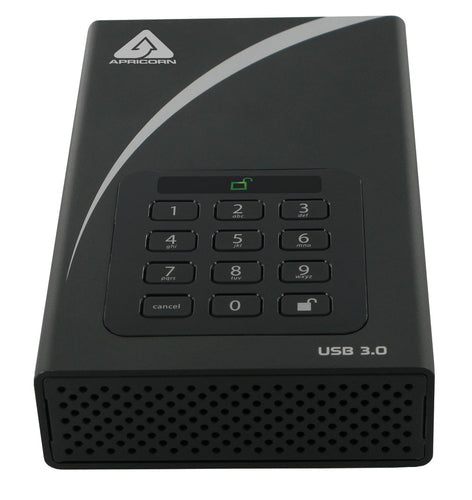 External Hard Drive Apricorn Aegis Padlock DT 6TB USB 3.2 Gen 1 Portable Storage