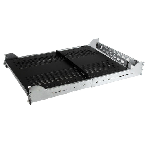 2U Vented Sliding Server Rack Shelf 19 Inch Adjustable Depth 125lb Capacity