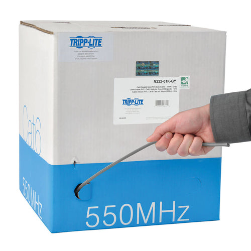 Cat6 Gigabit Solid Core UTP Bulk Ethernet Cable 1000ft Gray