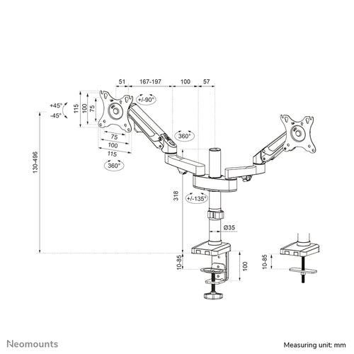 Neomounts DS70-750BL2 monitor mount / stand