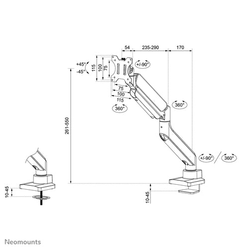Neomounts DS70PLUS-450BL1 monitor mount / stand