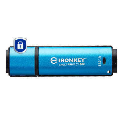 Kingston Technology IronKey Vault Privacy 50C 512GB USB-C-Flash-Laufwerk – AES-256-verschlüsselt