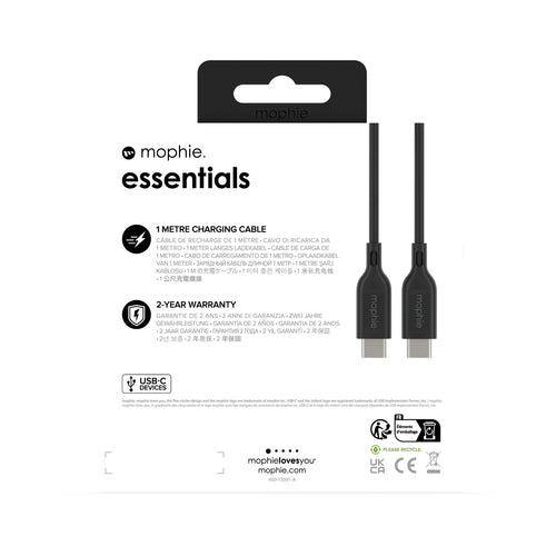 mophie essentials charging cables | 1M USB cable