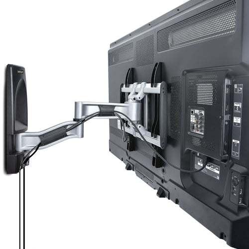 StarTech.com Schwenkbare TV-Wandhalterung 26-65 Zoll – Unterstützt Flachbild-/Curved-TVs – Schwarz/Silber