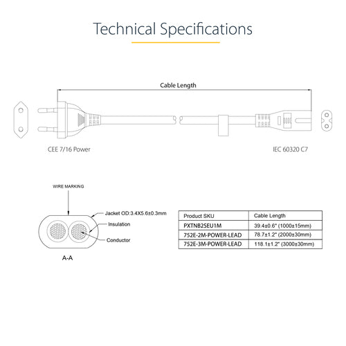 StarTech.com PXTNB2SEU1M power cable