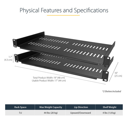 StarTech.com CABSHELFV1U-2PK rack accessory