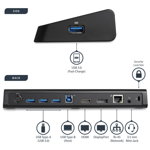 StarTech.com USB3DOCKHDPC laptop dock/port replicator