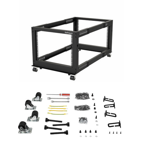 StarTech.com 12HE 4-Post Mobile Open Frame Server Rack – Einstellbare Tiefe & Kabelmanagement