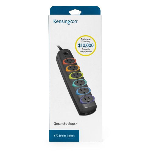 Kensington K62146NA Überspannungsschutz – 670 Joule, 6 Steckdosen, 1,8 m Kabel