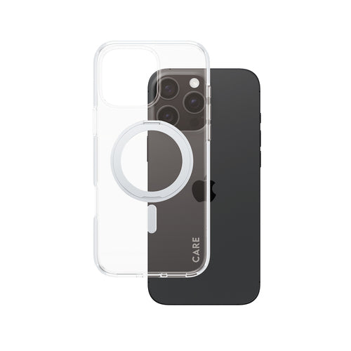 PanzerGlass CARE by ® Feature Case Transparent w. Silver Kickstand & MagSafe iPhone 16 Pro Max mobile phone case
