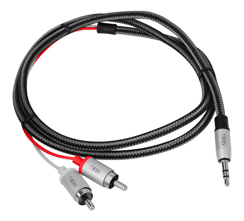 3.5mm to RCA Audio Cable 1m Male Black Silver