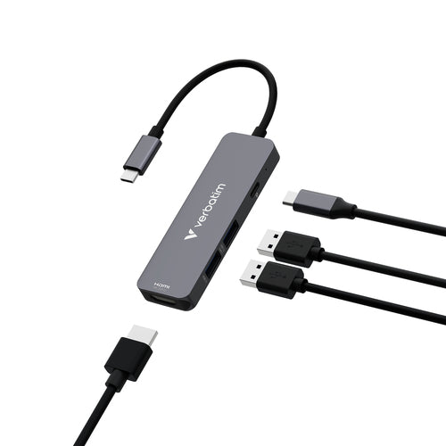 USB-C Multiport Hub Verbatim 4 Ports 3840x2160 5000Mbit/s Grau