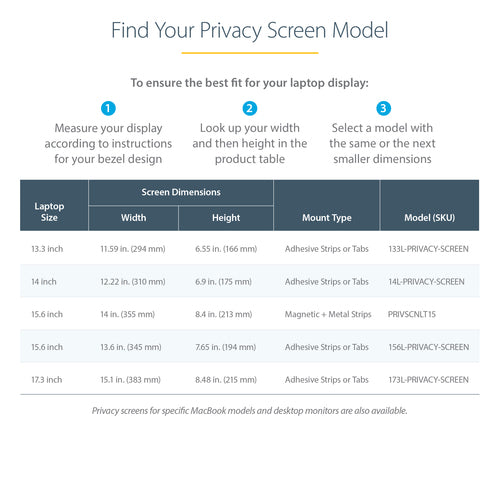 StarTech.com PRIVSCNLT15 display privacy filter