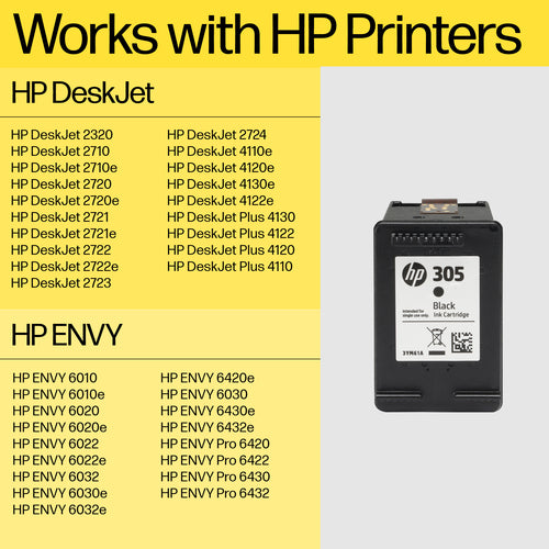 HP 305 2-Pack Tri-color/Black Original ink cartridge