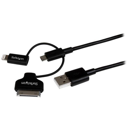 StarTech 1m 3-in-1 Ladekabel – USB auf Lightning, 30-polig & Micro-USB – MFi-zertifiziert