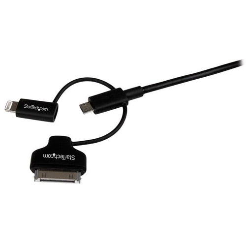 StarTech 1m 3-in-1 Ladekabel – USB auf Lightning, 30-polig & Micro-USB – MFi-zertifiziert