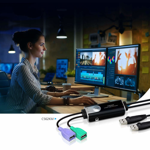KVM Cable 1.8m ATEN CS62KM USB Black Dual Type A