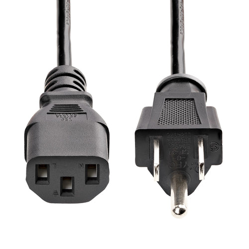 20ft Power Cable NEMA 5-15P to C13 10A 125V Black