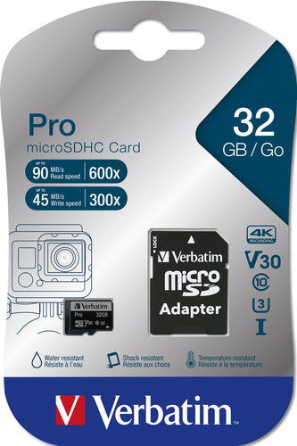 Verbatim Pro 32GB MicroSDHC Class 10 UHS Speicherkarte - 90MB/s