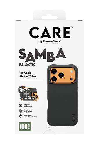 PanzerGlass CARE by ® Fashionable Case Samba Black w. MagSafe iPhone 17 Pro mobile phone case