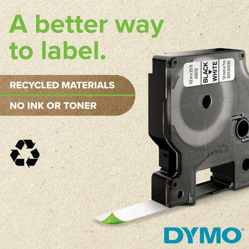 DYMO D1 Standard Label-Making Tape 6mm Black on White Polyester