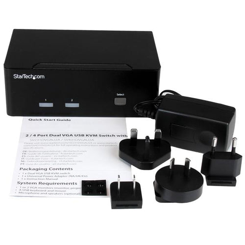 2-Port KVM Switch Dual VGA USB 2.0 Full HD 1920x1200