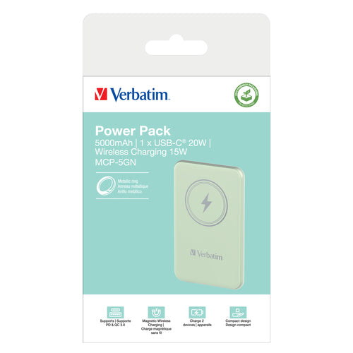 5000mAh Magnetische kabellose Powerbank Quick Charge 3.0 Grün