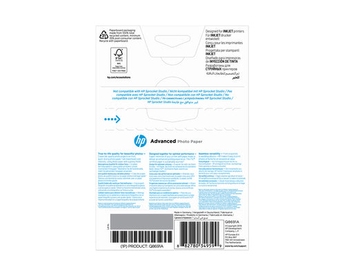 HP Advanced Glossy Photo Paper-25 sht/10 x 15 cm borderless