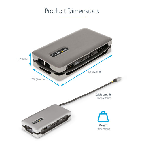 USB-C Multiport Adapter StarTech DKT31CVHPD3 4K 60Hz HDMI VGA USB Hub