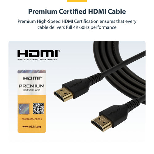 StarTech.com RHDMM2MP 1,8 m HDMI 2.0 Kabel – schlank, UHD 4K 60 Hz, zertifiziert