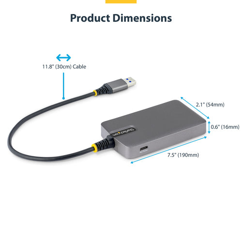 4-Port USB-A Hub 5Gbps Bus-Powered mit USB-C Eingang Grau
