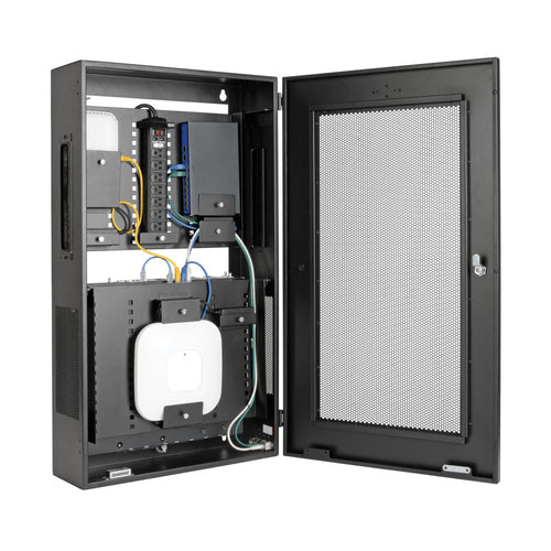 3U Wall-Mount Rack Cabinet Adjustable Equipment Brackets 68kg Capacity Black