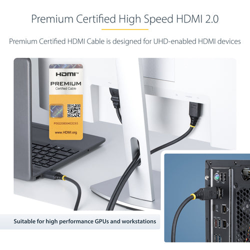 HDMI Cable 4K 60Hz High Speed 2m Premium Certified for TV/Monitor
