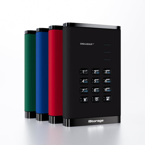 iStorage diskAshur3 2TB Hardware-verschlüsselte SSD USB Typ-C 448MB/s Passwortgeschützt