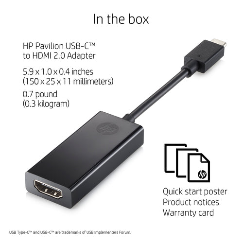 HP USB-C to HDMI 2.0 USB graphics adapter