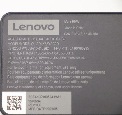 Lenovo 5A10W86295 Netzteil – 65W Laptop-Ladegerät für Innenräume