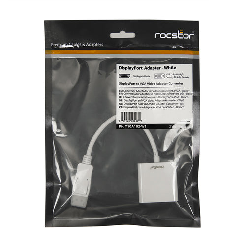 DisplayPort to VGA Adapter Rocstor 0.15m Male to Female 1.1a