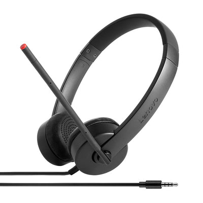 Wired Headset Lenovo Stereo Analog Lightweight Black 110g