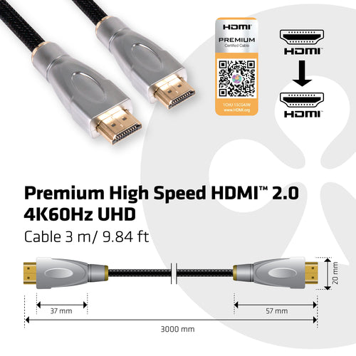 HDMI 2.0 3M Hochgeschwindigkeitskabel 4K 60Hz 18Gbps für UHD