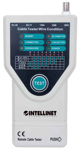 Intellinet 780094 5-in-1 Kabeltester - RJ45, RJ11, USB, BNC, IEEE-1394