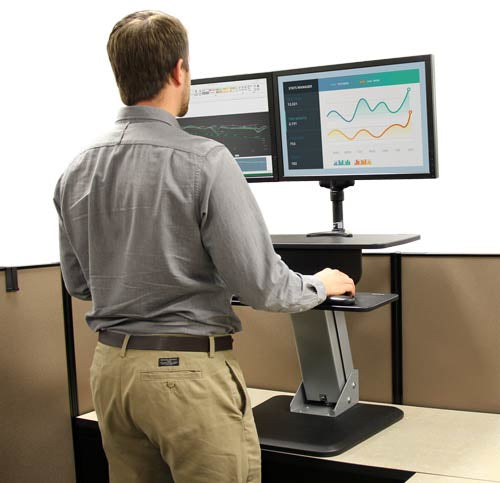 StarTech.com BNDSTSDUAL Dual Monitor Sitz-Steh-Arbeitsplatz - Schwarz, Multimedia-Ständer