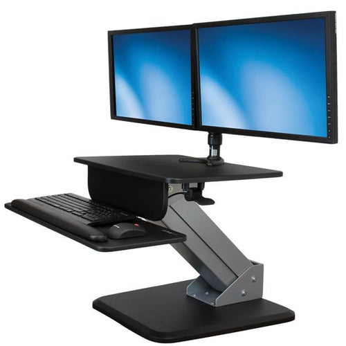 StarTech.com BNDSTSDUAL Dual Monitor Sitz-Steh-Arbeitsplatz - Schwarz, Multimedia-Ständer