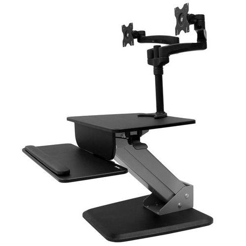 StarTech.com BNDSTSDUAL Dual Monitor Sitz-Steh-Arbeitsplatz - Schwarz, Multimedia-Ständer